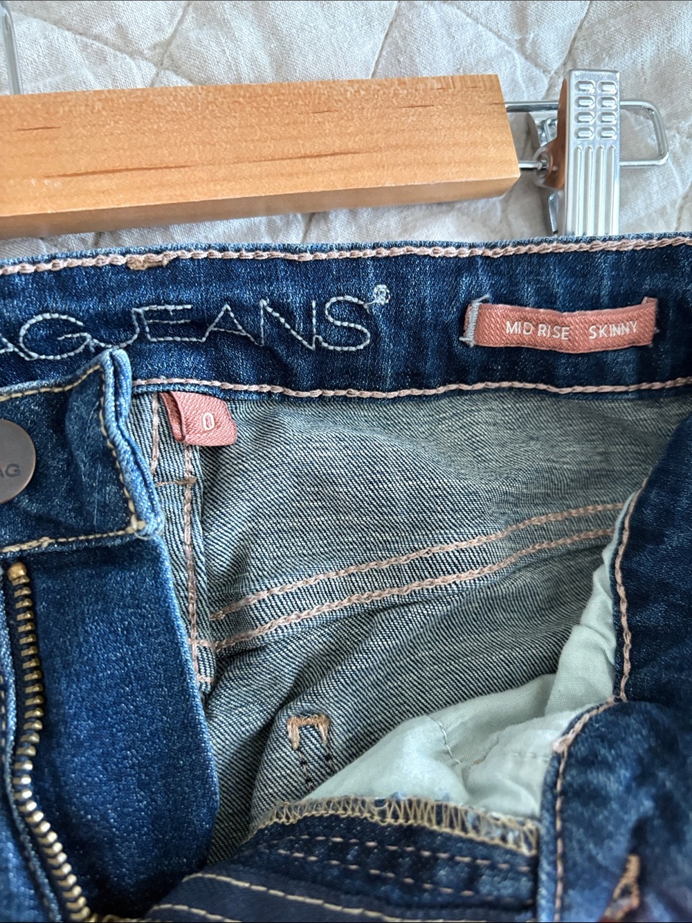 Jag Jeans Dark Blue Skinny Jeans with Orange & White Floral Embroidery - Picture 6 of 7